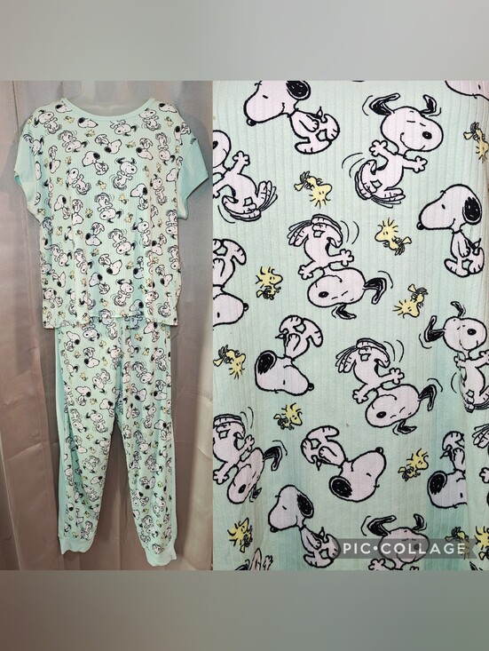Peanuts Other - 🐶Peanuts Snoopy & Woodstock Ribbed 2-Piece Short Sleeve and Jogger Pajama Set🐶